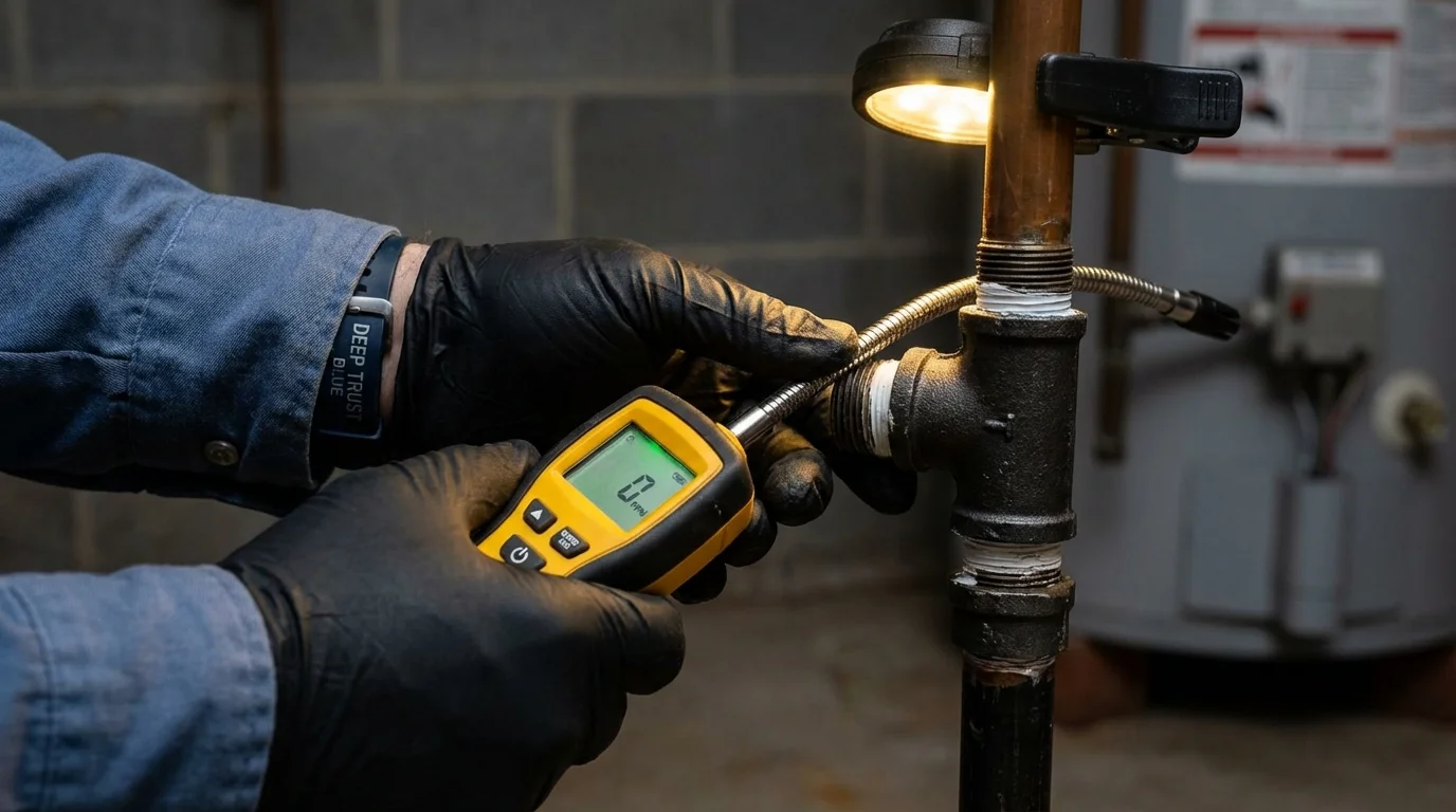 Gas leak detection with electronic sniffer by Johns Plumbing LLC in Ontario