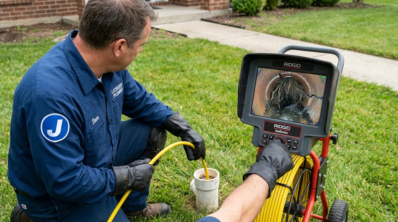 Sewer camera inspection being performed by Johns Plumbing LLC in Ontario