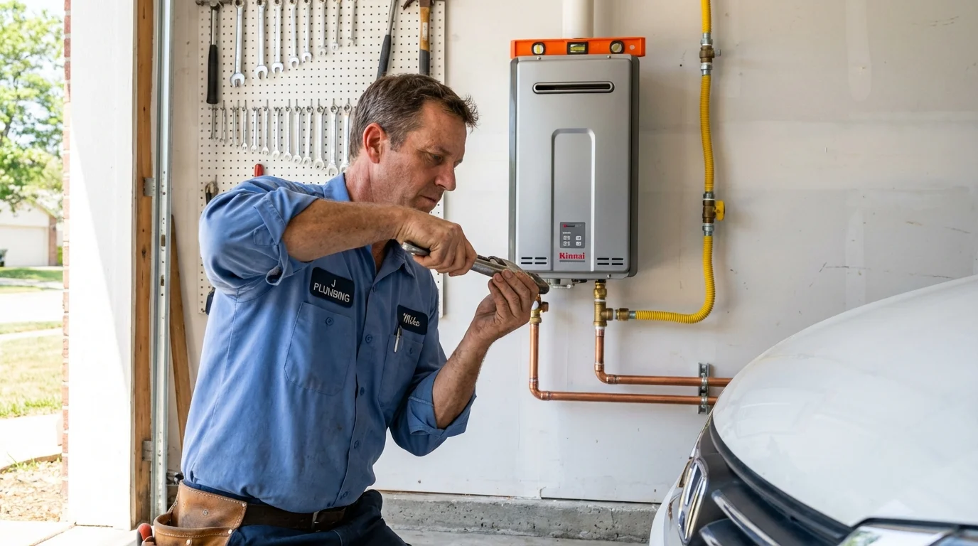 Tankless water heater installation by a Johns Plumbing LLC plumber in Ontario